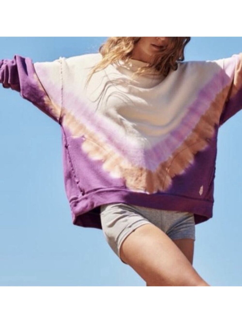 FP Movement Free People Ombre Metti Crew Sweatshirt Chamoix Purple Tie Dye Cozy
